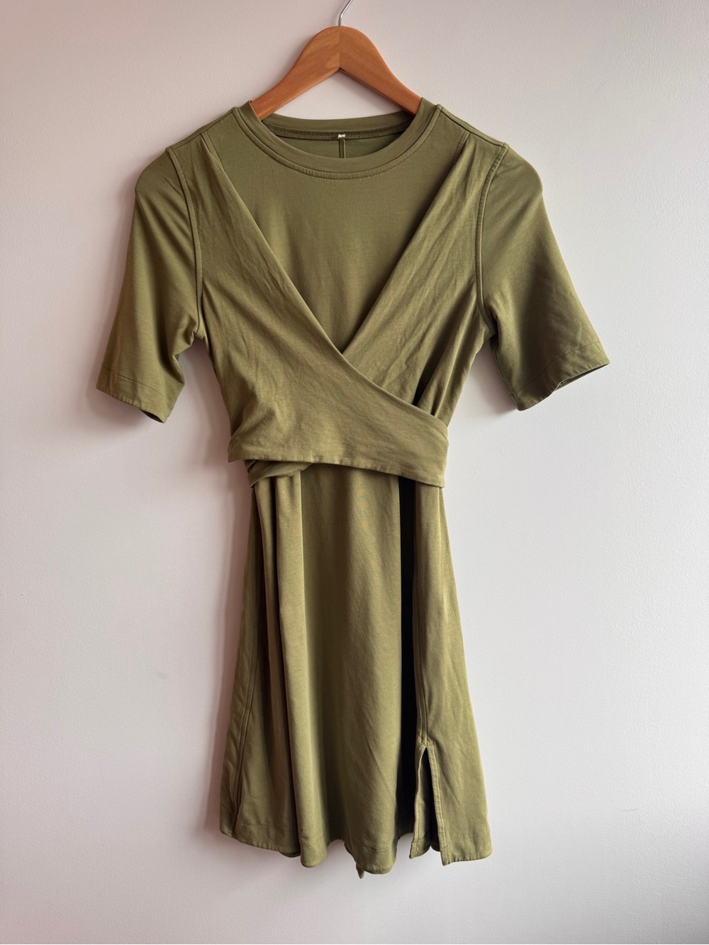 Lululemon Olive Green Pima Cotton Wrap-Style Women’s Dress Small